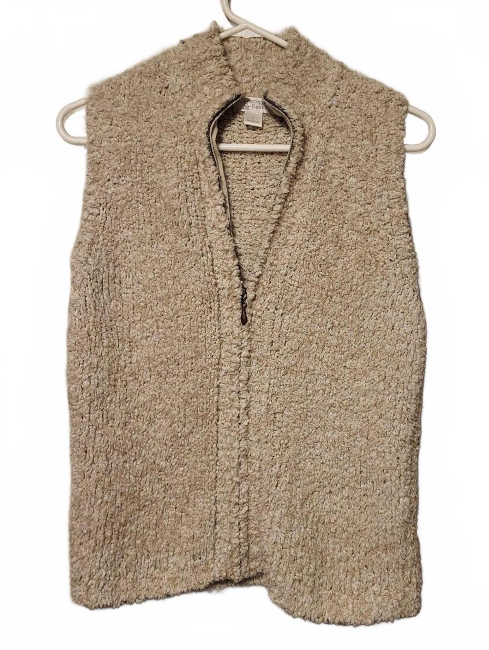Christopher & Banks Cream Faux Fur Fleece Zip Up Vest Women’s Size Small